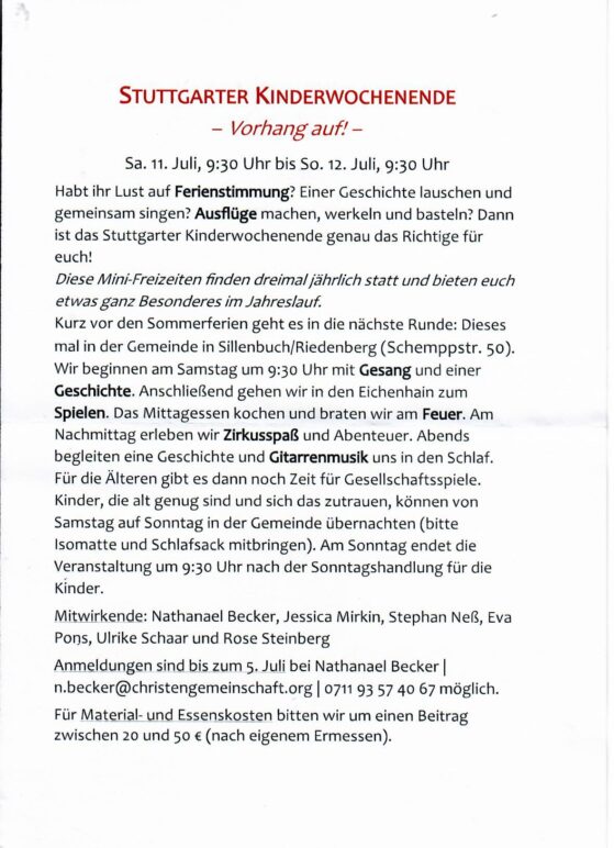 „Stuttgarter Kinderwochenende“