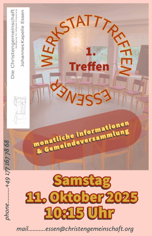 1.Essener Werkstatttreffen Monatliche GemeindeWerkstatt / Versammlung