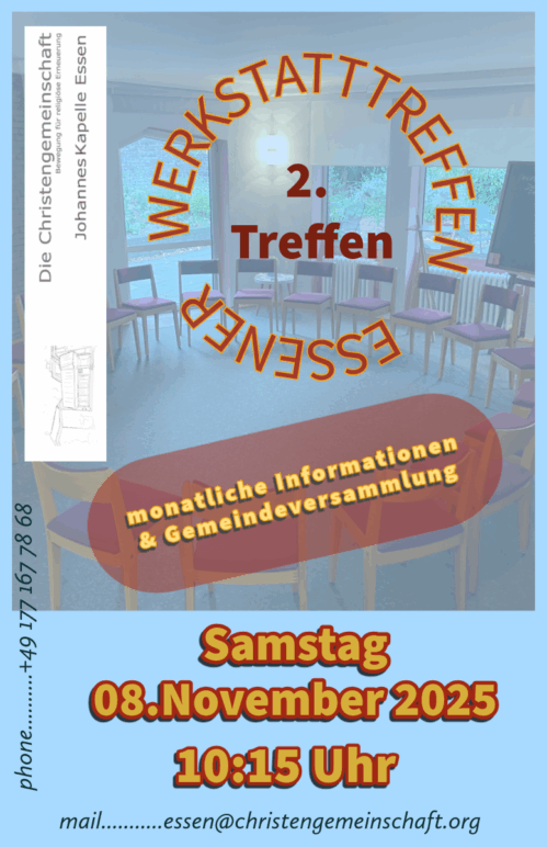 2.Essener Werkstatttreffen   Monatliche GemeindeWerkstatt / Versammlung