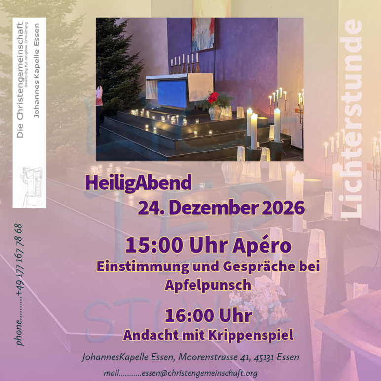 „Lichterstunde“ Heiligabendandacht mit Krippenspiel der Kinder… vorher Zeit für Begegnungen