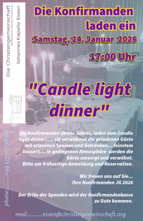 „Candle light dinner“. die Konfirmanden laden ein