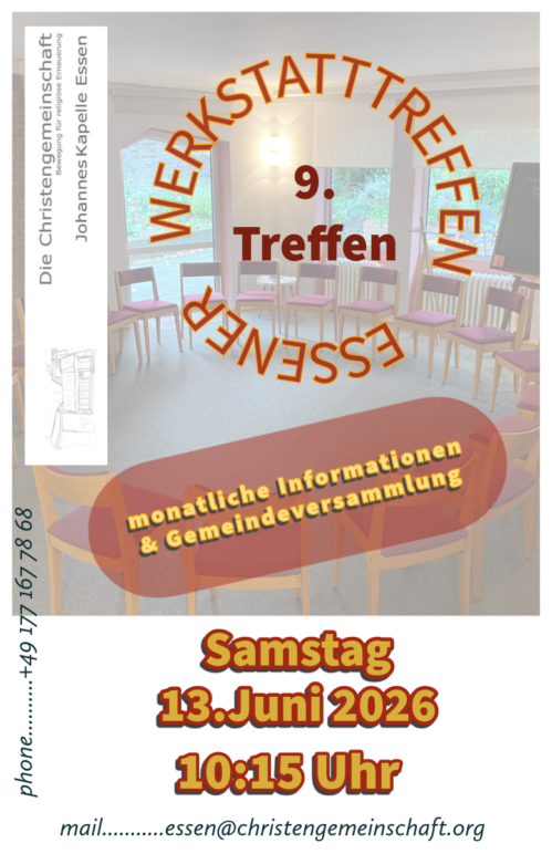 9.Essener Werkstatttreffen   Monatliche GemeindeWerkstatt / Versammlung