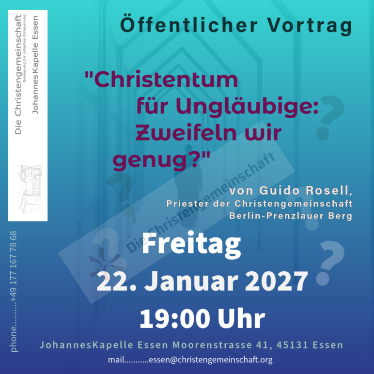 Öffentlicher Vortrag – „Christentum für Ungläubige: Zweifeln wir genug?“