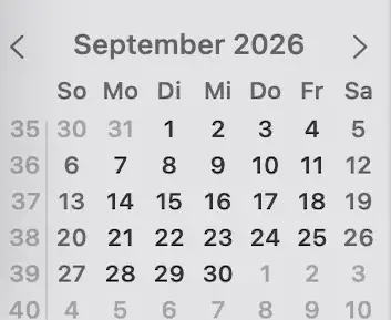 Kalender September 2026